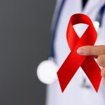 The doctor holds a red ribbon, HIV awareness awareness, World AI